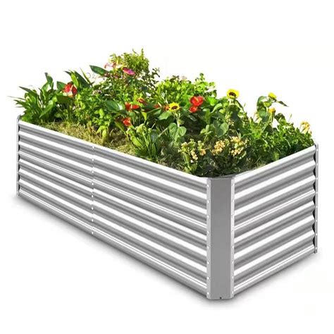 metal bottom on garden box|Land Guard 8×4×2 ft Galvanized Raised Garden Bed .